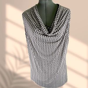 Worthington Women’s Black and White Sleeveless Blouse
